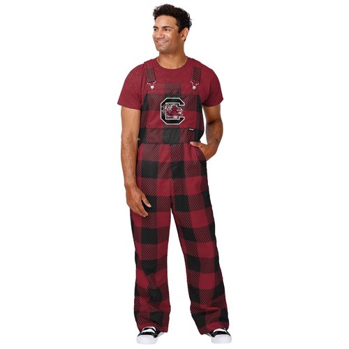 FOCO South Carolina Gamecocks NCAA Mens Plaid Bib Overalls - L