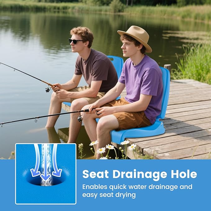 Goplus Poolside Chair for Edge of Pool, Foldable Portable Flip Seat w/Back Support & 2 Handles, Lightweight Outdoor Camping Chair for Stadium, Tailgating, Fishing, Boats, Beach (Blue, 1 Pack)