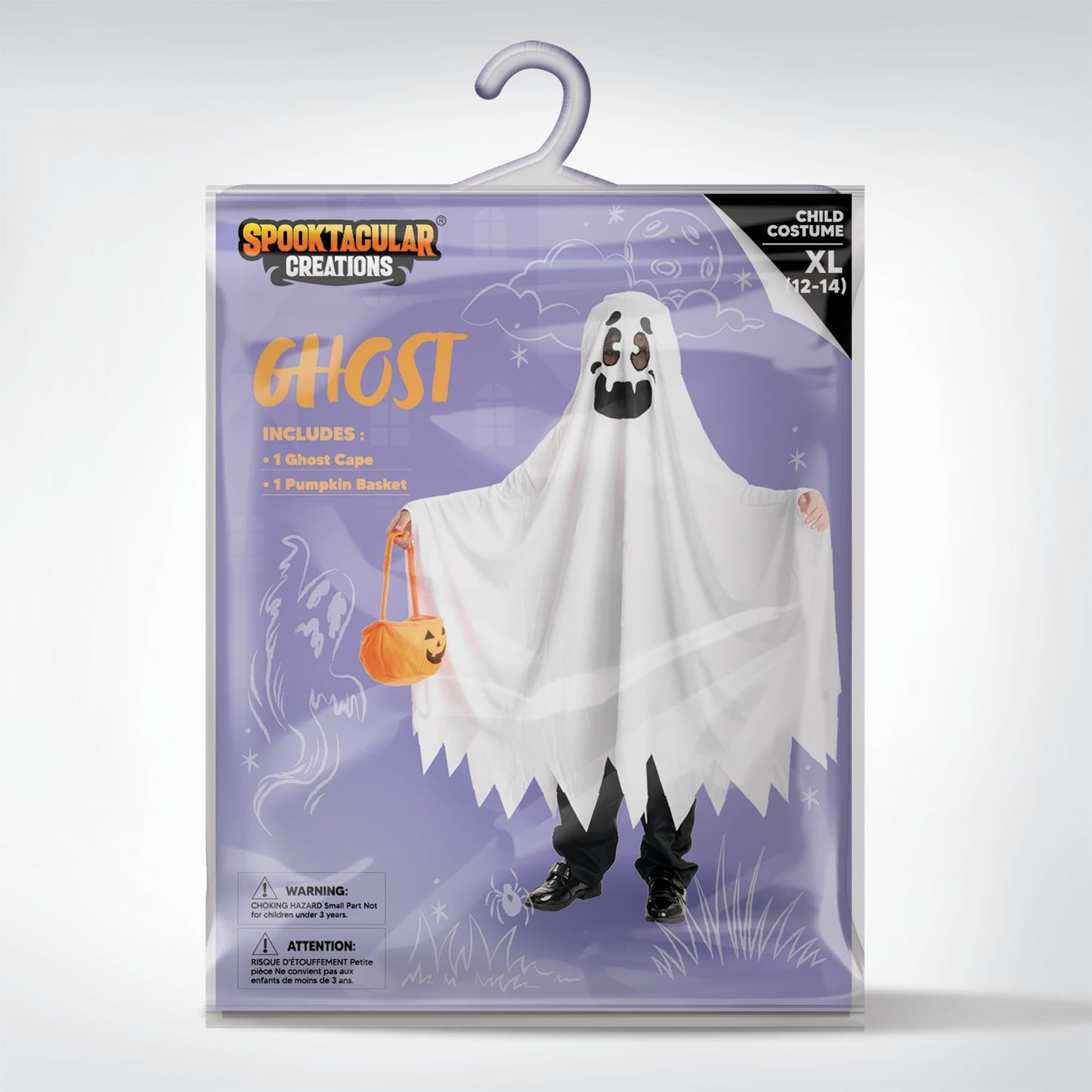 Spooktacular Creations Ghost Costume for Kids with Pumpkin Basket, Scary Halloween Costume for Boys, Toddler Ghost Costumes for Halloween (Toddler(3-4yr))
