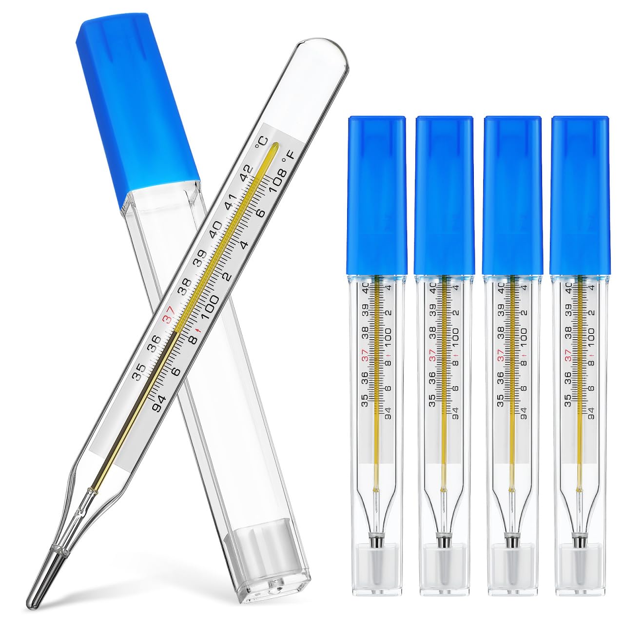 TOYANDONA 5PCS Glass Temperatures Measurement Adult - General Use Temperature Testing Tools Accurate Temperature Measurement for Families, Dual Scale