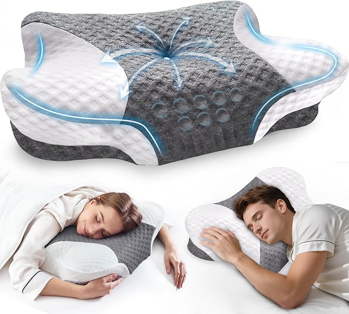 Cervical Neck Pillows with Memory Foam - Neck Pillows for Pain Relief Contour Memory Foam Pillows Ergonomic Neck Support -...
