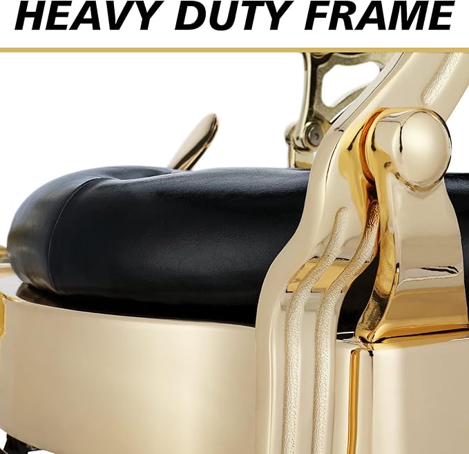 OmySalon Vintage Barber Chair All Purpose Heavy Duty, Hydraulic Recline Salon Beauty Styling Chair Retro, 360 Degree Swivel for Hair Stylist Tattoo, Round Base, Tufted Button
