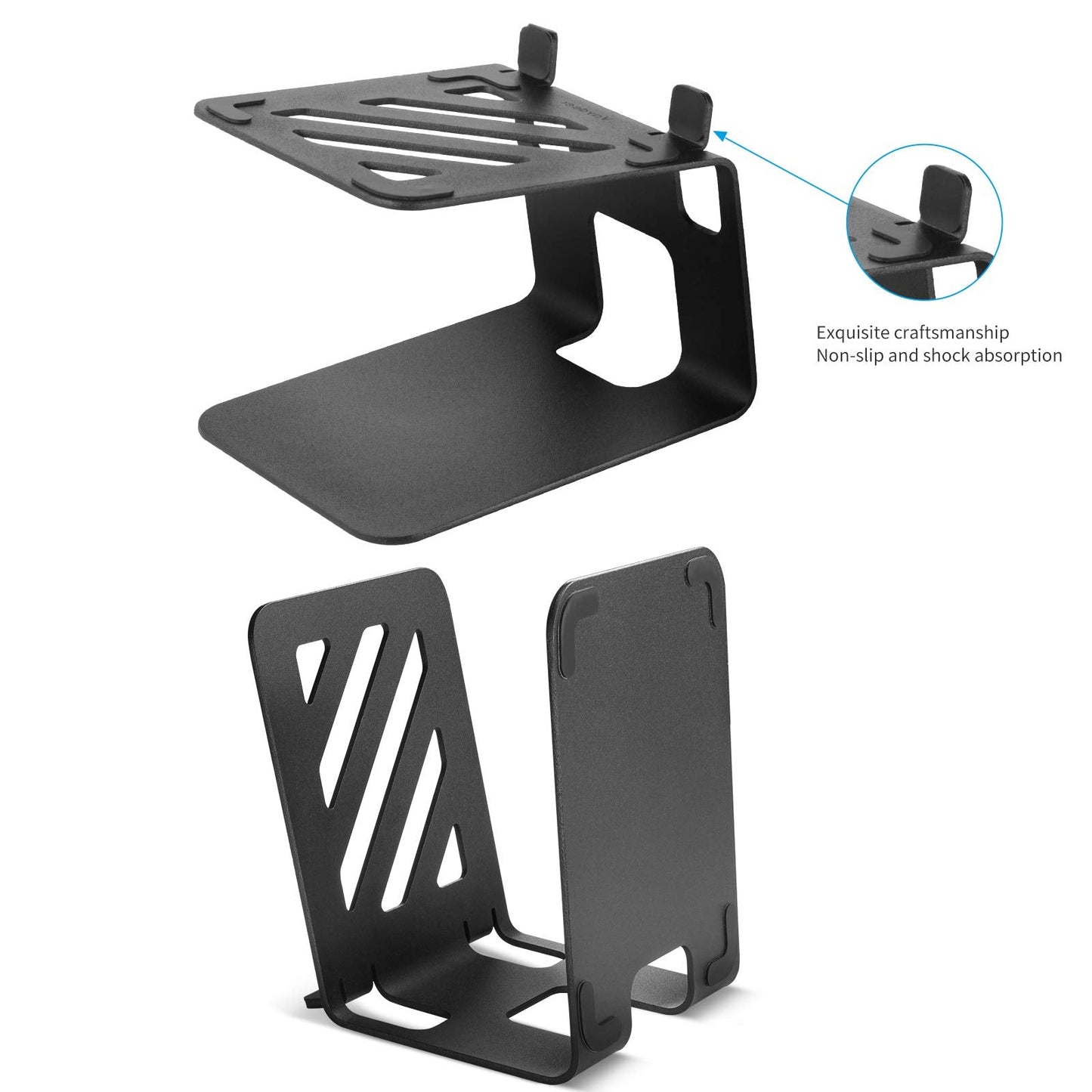 VAYDEER Desktop Speaker Stands with Vibration Absorption Pads, Metal Speaker Stands Pair Support Up to 40lbs,Bookshelf Speaker Stands for Better Audio Experience (7.09 x 5.51 x 5.12 inch)
