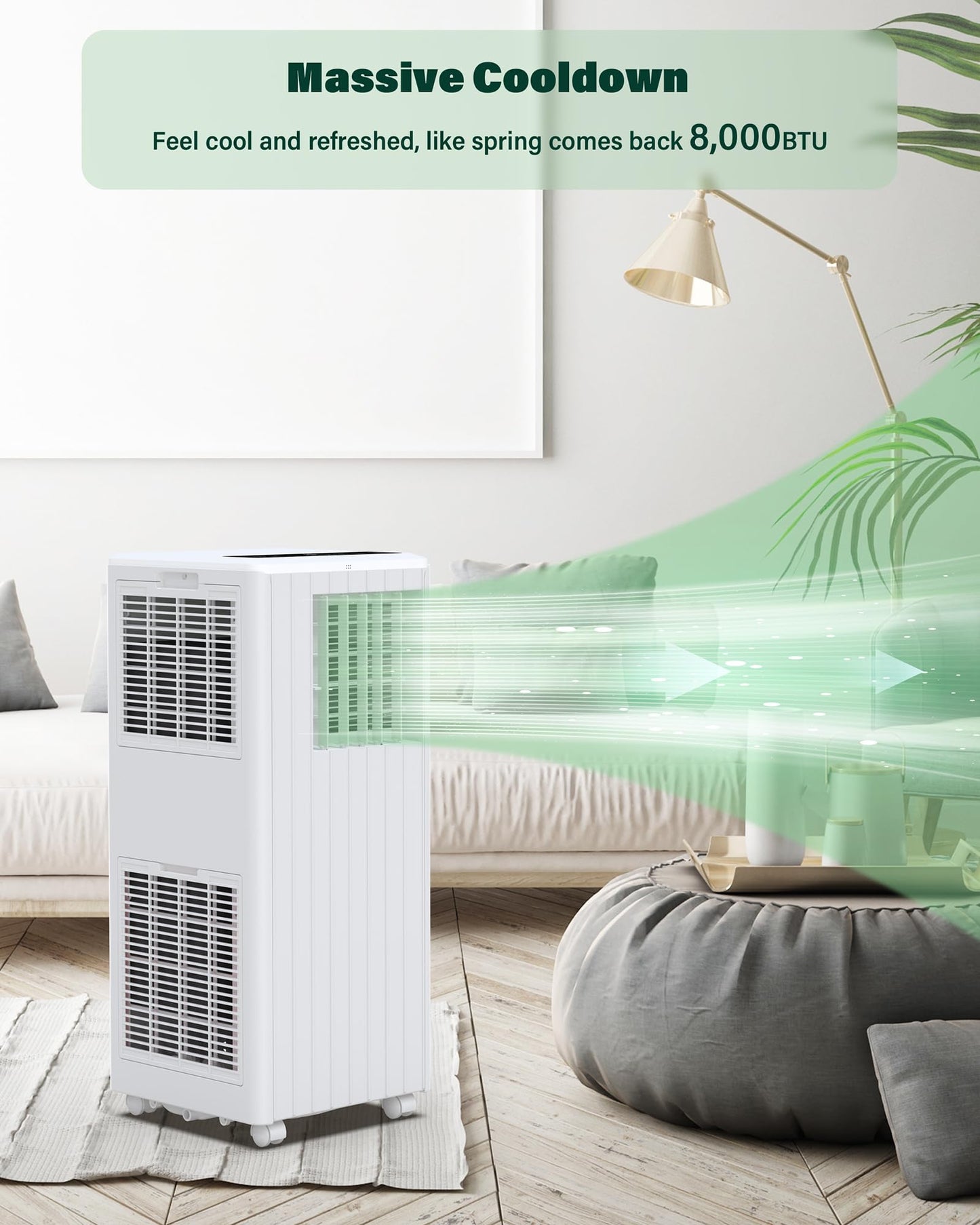 GAOMON Portable Air Conditioners, 8000 BTU Air Conditioner Portable for Room up to 350 Sq. Ft. with Remote Control, White