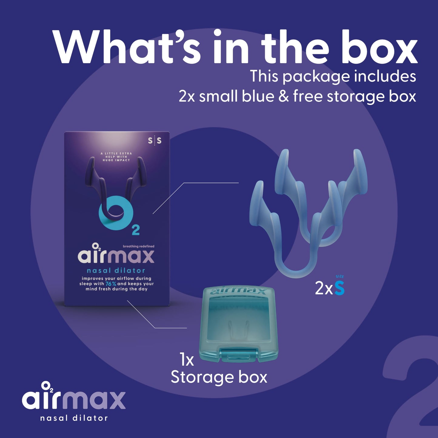 AIRMAX Nasal dilators for Sleeping - 76% More Airflow - Anti Snore Device - Breathe Freely Through The Nose - Sinus Relief, Sleep aid and snoring Solution - 2X Small Blue - 6 Month Relief