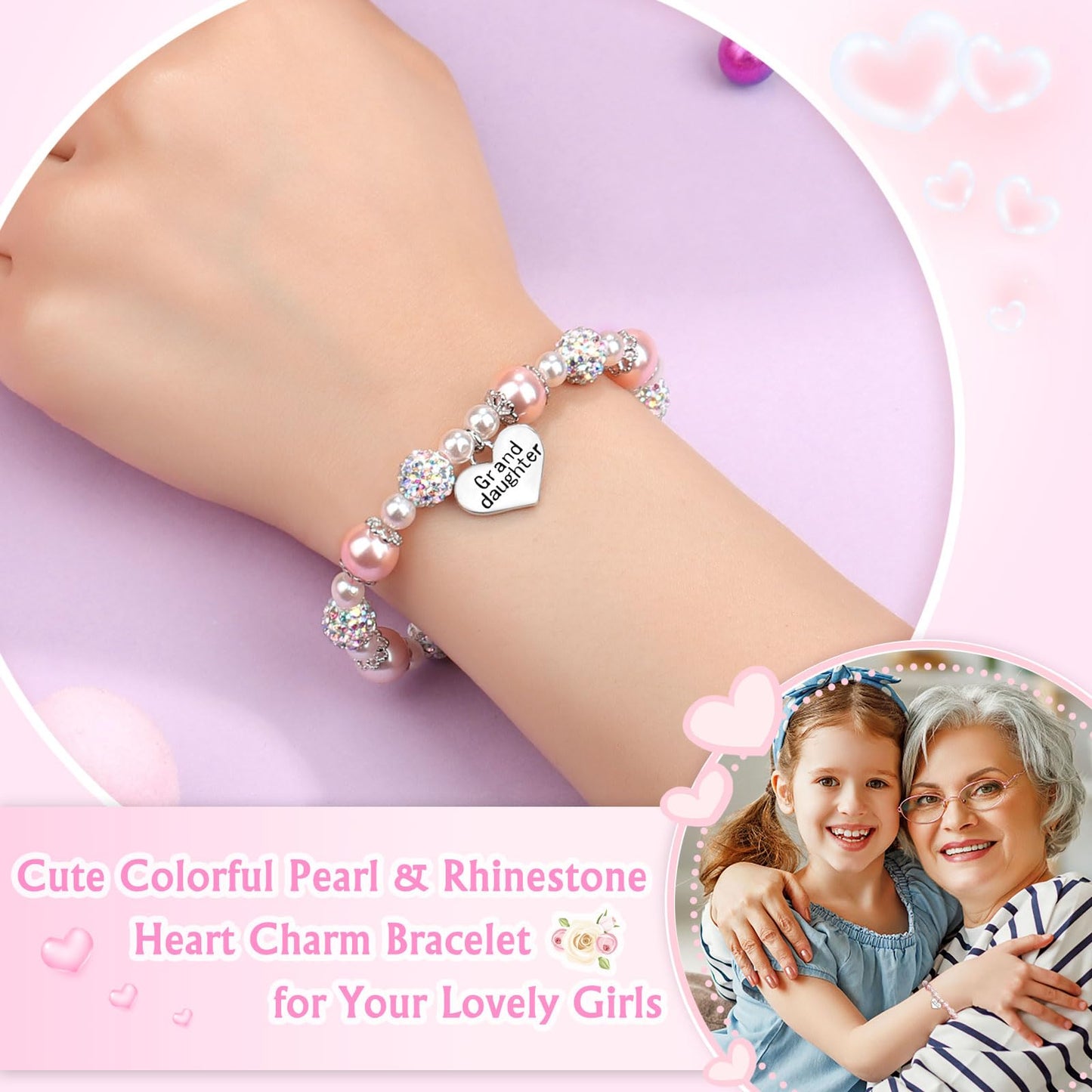 UNGENT THEM Granddaughter Gifts from Grandma Little Girls Bracelets Jewelry 8 12 10 6 7 9 11 Year Old Birthday Girl Valentines B
