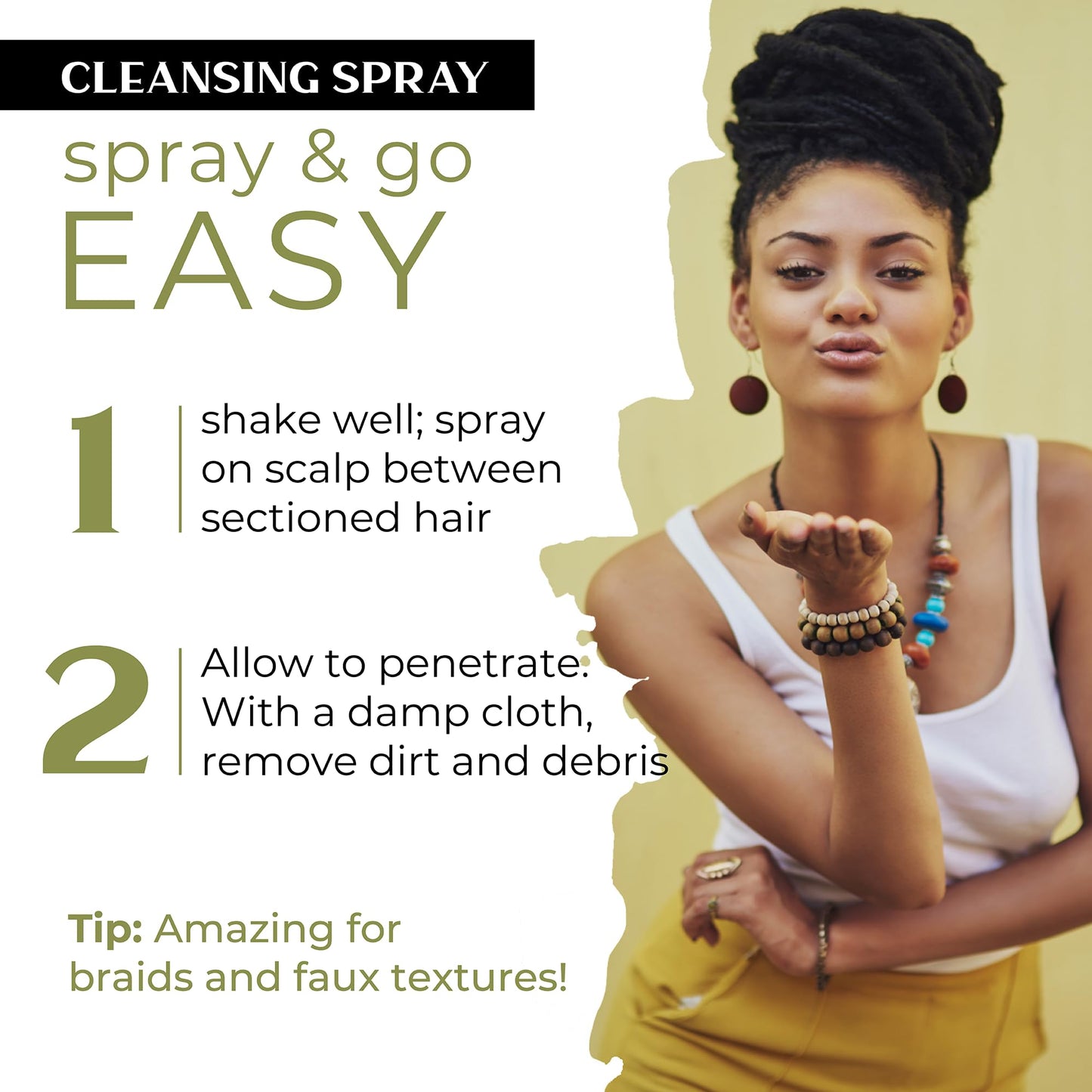 Loc and Braid Moisturizer Spray - Vegan Hair Products for Dreads, Box Braids, and Itchy Scalp - Cleansing Moisture with Tea Tree