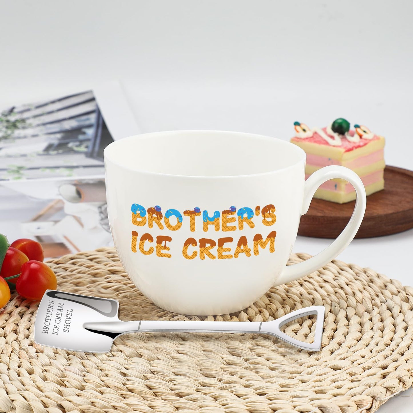Aremdys Brother Gifts from Sister, Gifts for Brother, Brorhers Gift Ice Cream Bowl Set, Fathers Day Gift for Brother's Adult, Best Birthday Graduation Present for Brothers from Sister