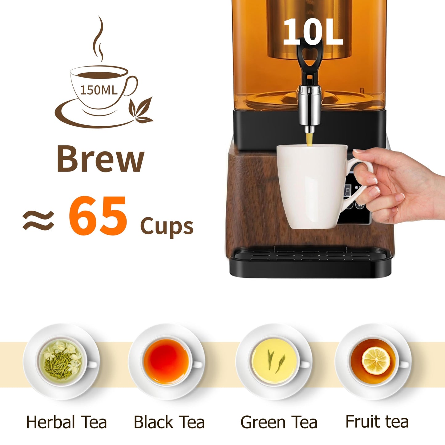 GKFF Tea Maker Machine, 10L 65 Cups Multi Functional Tea Dispenser Pot with Removable Infuser, Hot Water Urn for Flower Blooming & Iced Tea Maker, Catering Large Drink Dispenser, Commercial Tea Urn