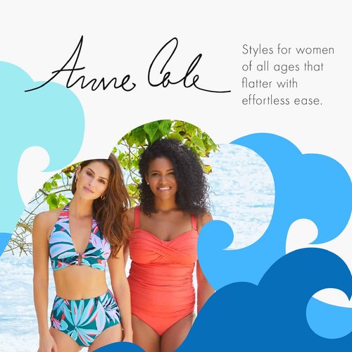Anne Cole Women's Shirred Maillot Solid One-Piece Swimsuit, Stream Turquoise, 8