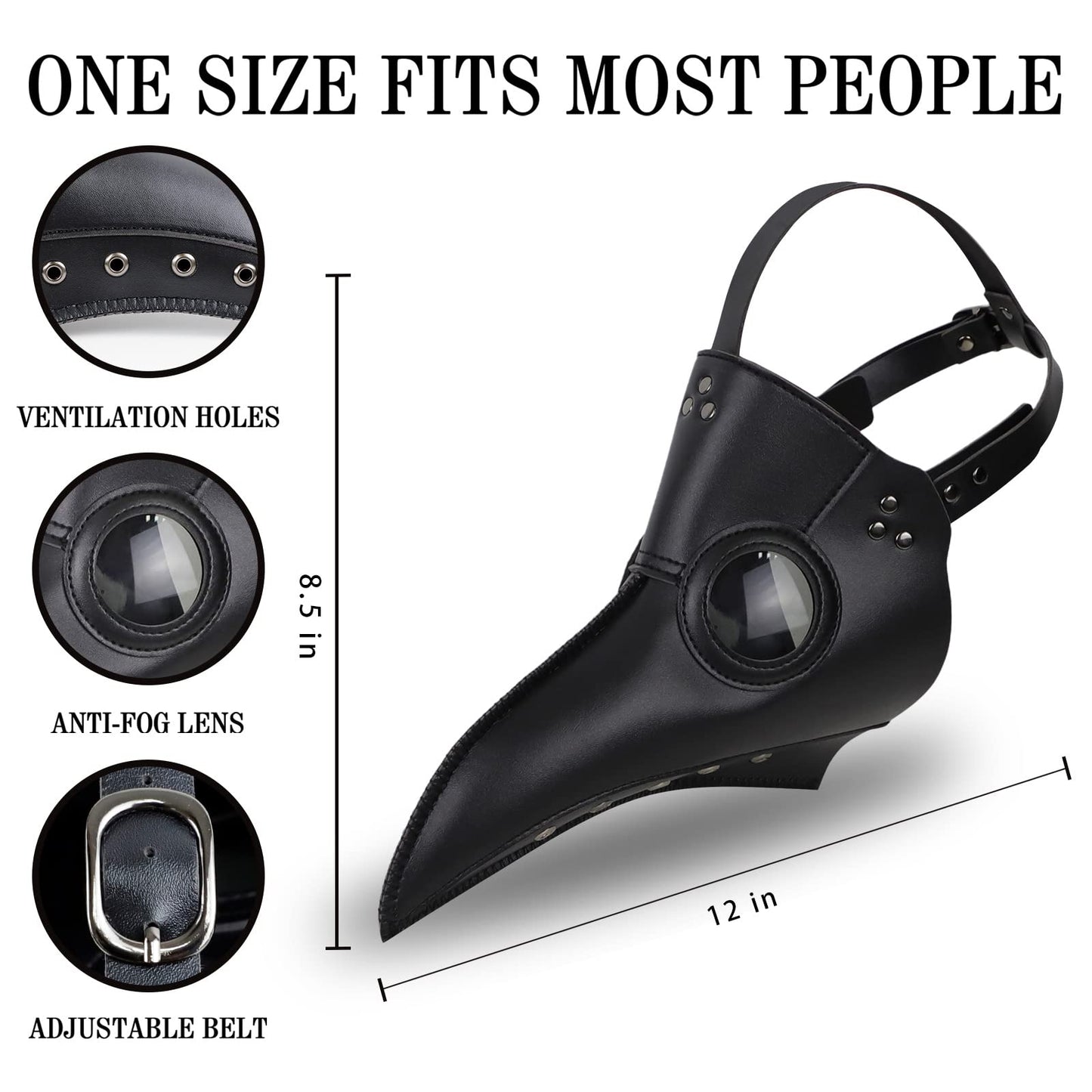 Halloween Plague Doctor Mask ，Steampunk Horror Scary Halloween Plague Doctor Mask Costume Props for Party Prom Gifts Set 6 in 1 for Men Women Kids (6 PCS)