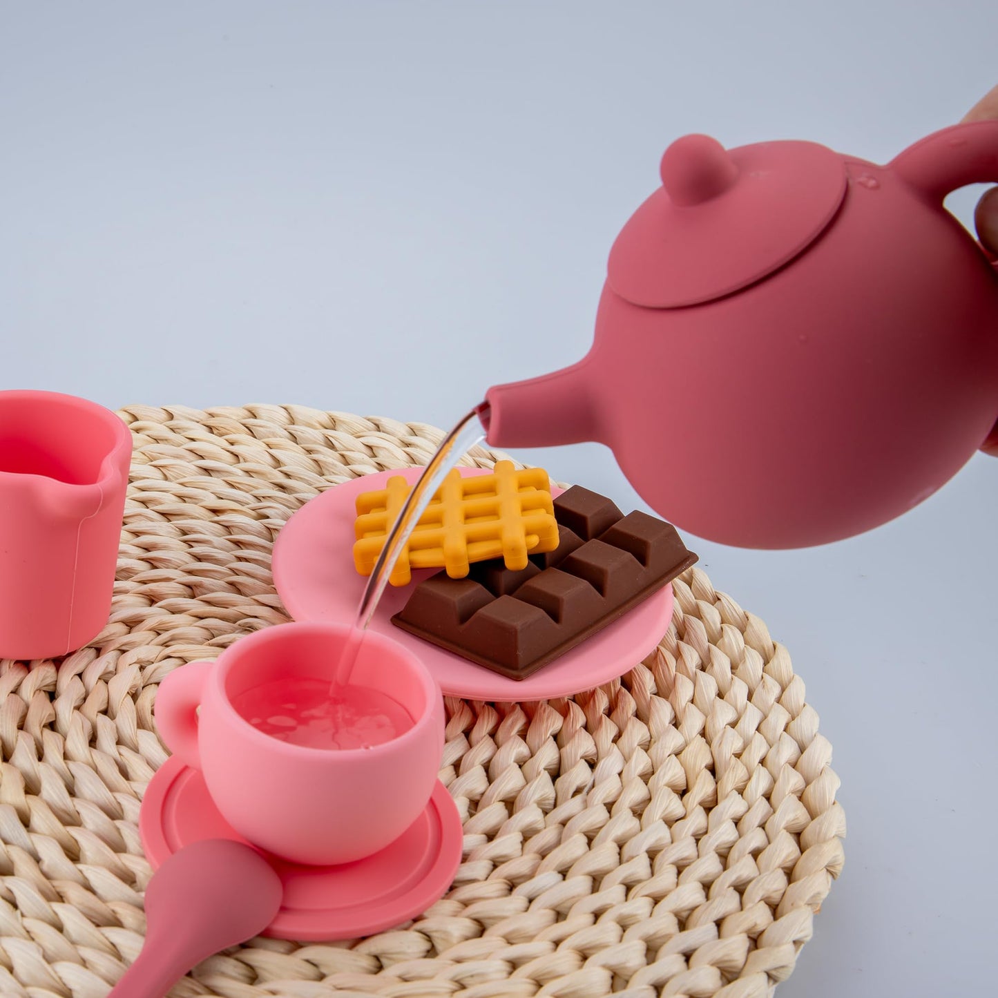 Silicone Tea Set for Toddlers,Play Tea Party Set,A Cute Pink Outfit Suitable for Toddler Girl