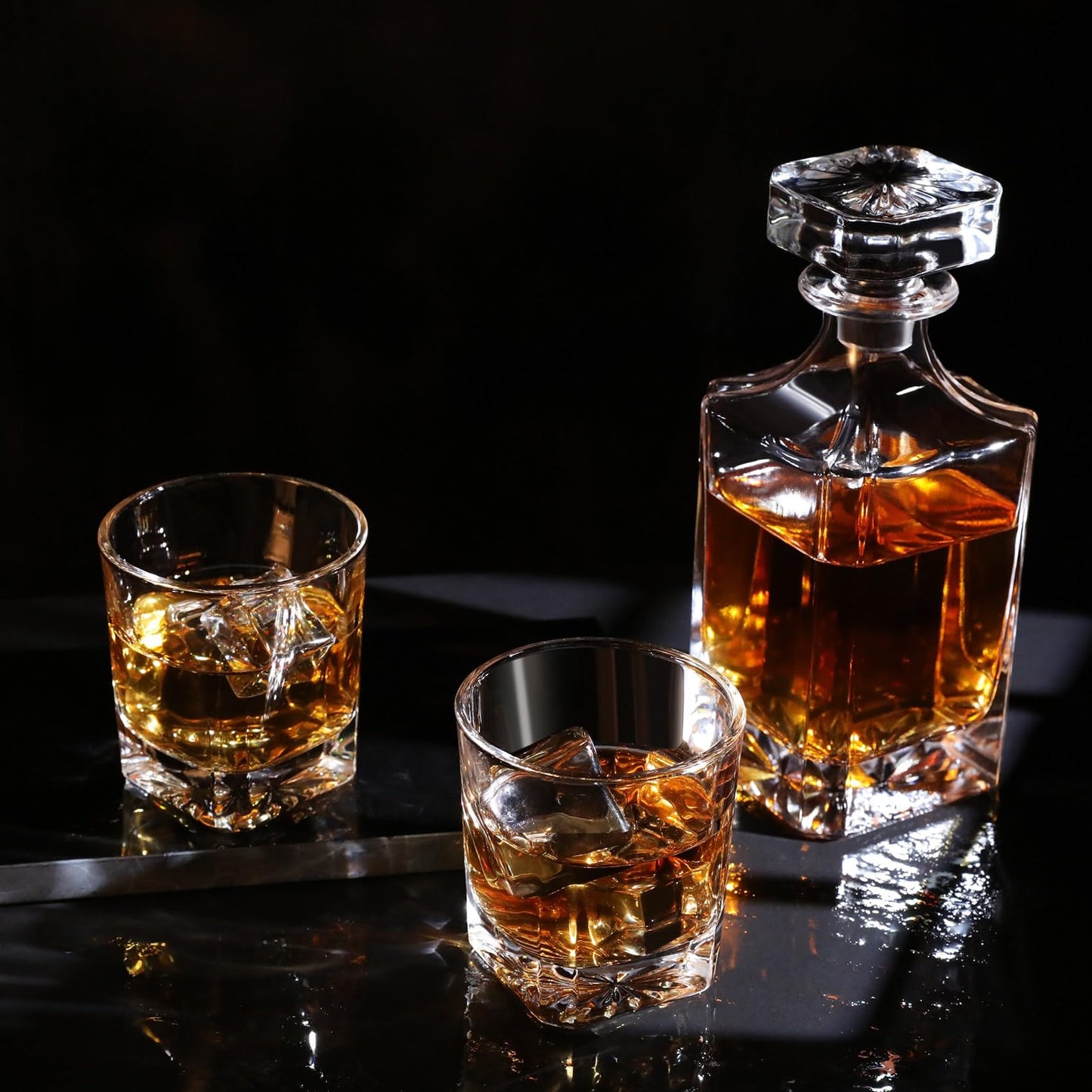 Royalrose Premium ClassicSquare Whiskey Decanter Set, A Timeless Gift for Men, Whiskey Glassware, Anniversary Birthday Gifts for Him Husband Boyfriend (Whiskey Decanter)