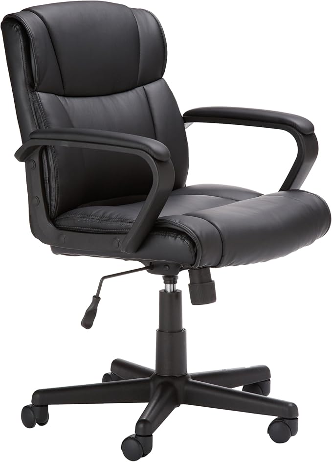 Amazon Basics Office Computer Task Desk Chair with Padded Armrests, Mid-Back, Adjustable, 360 Swivel, Rolling, 275 Pound C...