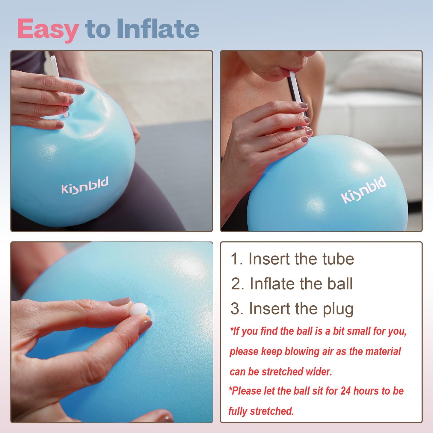 kisnbld Small Exercise Ball, 9 Inch Mini Pilates Ball, Anti Burst and Slip Resistant Mini Yoga Ball for Stability, Fitness, Physical Therapy, Stretching & Core Strength Workout at Home Gym & Office