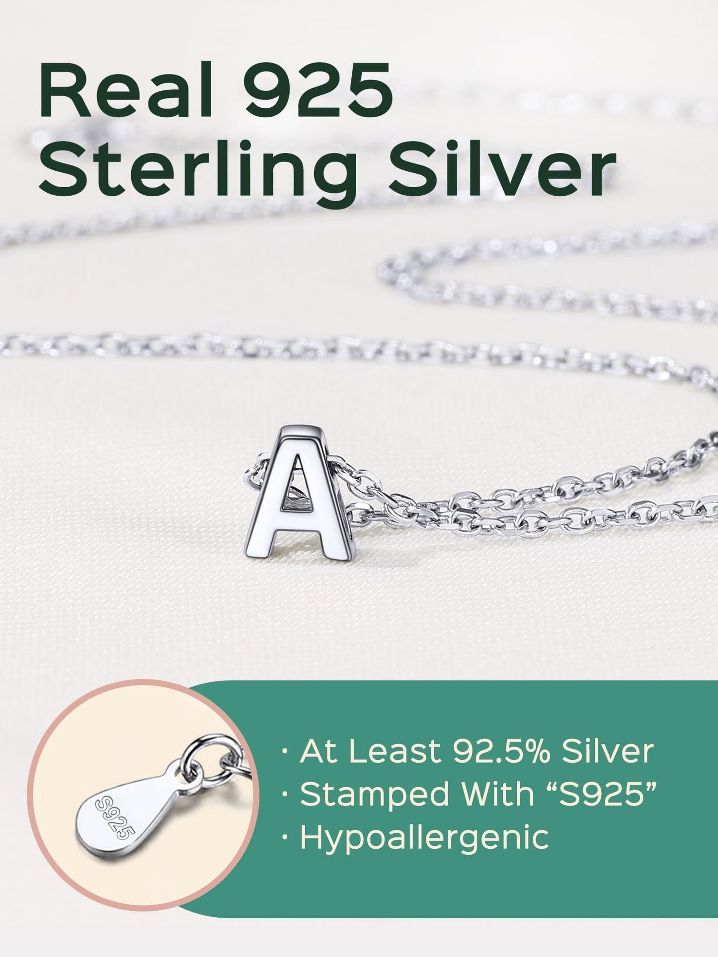 925 Sterling Silver Initial Necklace Letter Necklaces Delicate Dainty Small Pendant Necklace Silver Choker Necklace for Women W
