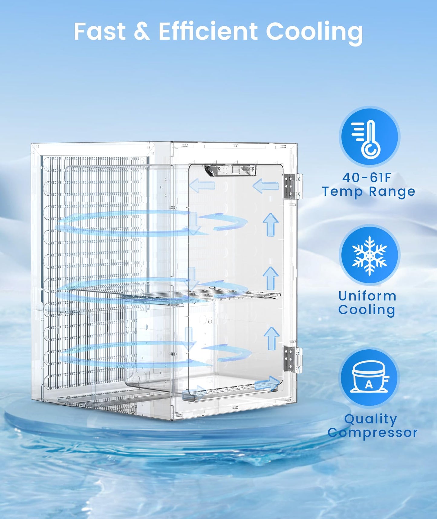 Kismile 18L Beverage Refrigerator Cooler, 24Can Mini Fridge with Glass Door, Quiet Compressor, Countertop Small Fridge with 40-61℉ Digital Electronic Temperature Control, LED Lgiht for Home and Bar