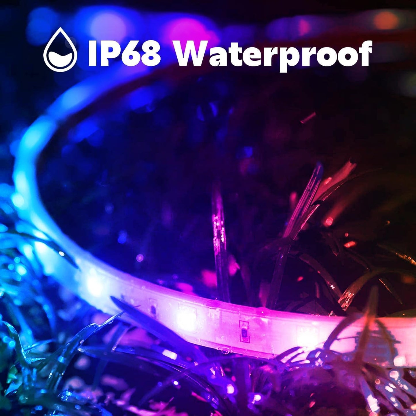 Outdoor LED Strip Lights Waterproof,Music Sync RGB IP68 Outside Led Light Strips Waterproofs with App and Remote,Exterior Led Rope Lights Waterproof for Deck,Balcony,Roof,Garden,Pool (50FT)