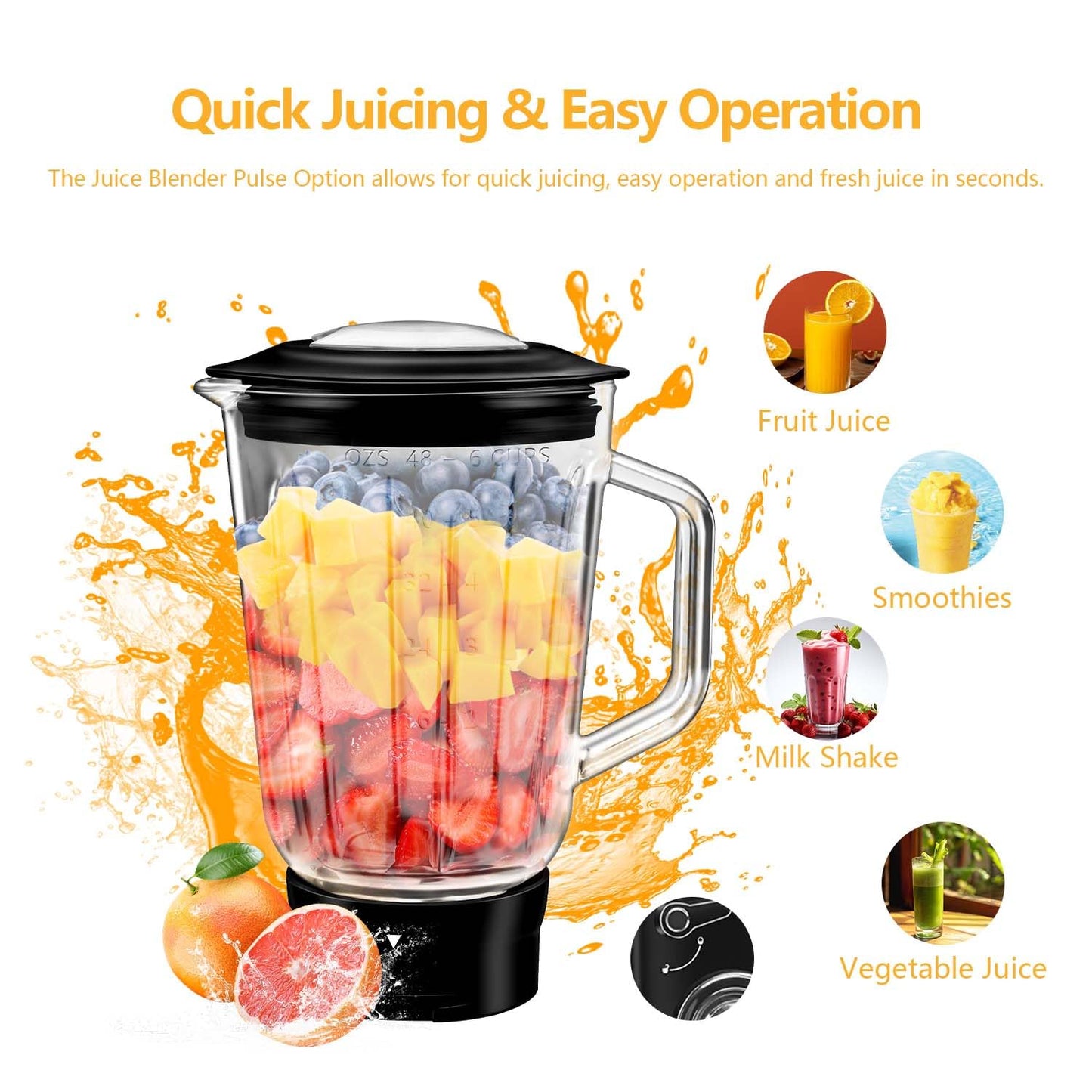 SeaSpark Multifunctional Stand Mixer, 6 in 1 Stand Mixer, 6.3Qt Tilt-head, Standing Mixer with Stainless Steel Bowl, Meat Grinder, Juice Blender, for professional Baking and Most Home Cooks, Black