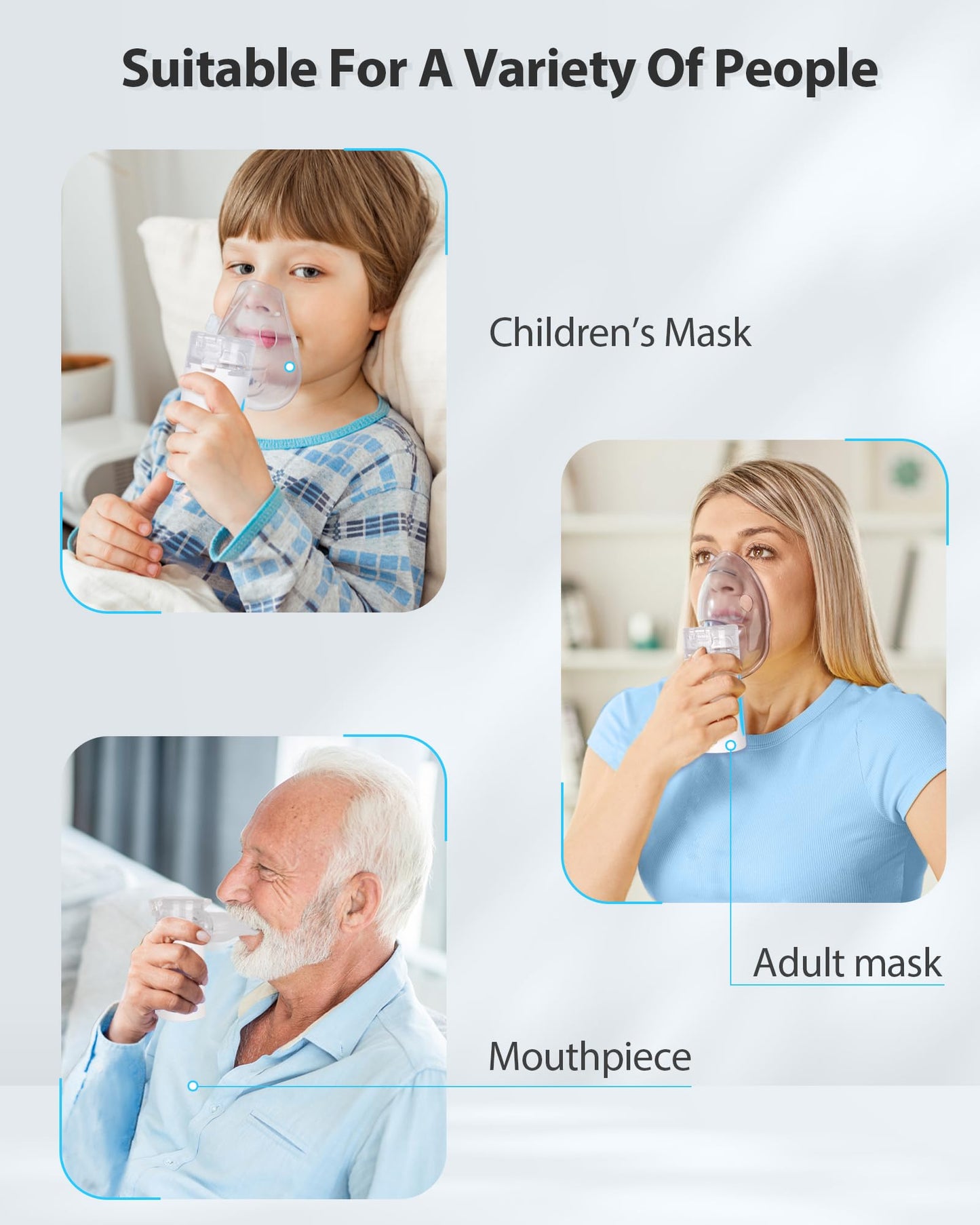 Portbale Nebulizer, Nebulizer Machine for Adults and Kids, Ultrasonic Mesh Nebulizer of Cool Mist with Self-Cleaning Function for Breathing Problems, Used at Home, Office, Travel