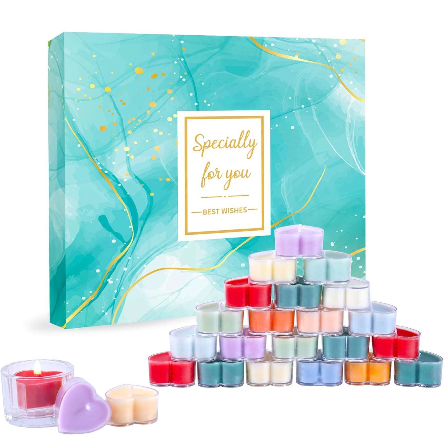 Heart-Shaped Advent Calendar 2025 for Women - 24 Days Scented Candles Gift Set, Christmas Countdown Calendar with Premium Fragrances, Xmas Birthday Gift for Mom, Daughter & Girlfriend
