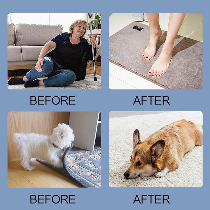 24 PCS Rug Tape，Rug Gripper Pads，Non Slip Rug Grippers，Non Slip Rug Pads for Hardwood Floors and Tiles，Hold Carpet in Place on Hardwood Floors and Ceramic Tile.