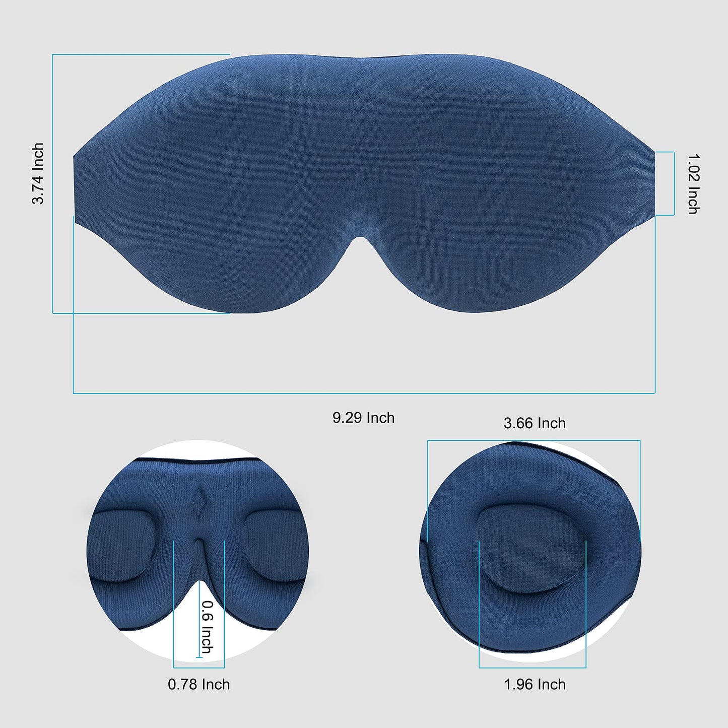 ALASKA BEAR 100% Blackout Sleep Mask Most Comfortable Contoured Eye Cups and Nose Covering for Women Men, 3D Pillowy Soft Light Blocking Eye Mask 0 Pressure on Eyelids & Eyelashes, Earplugs Set, Blue