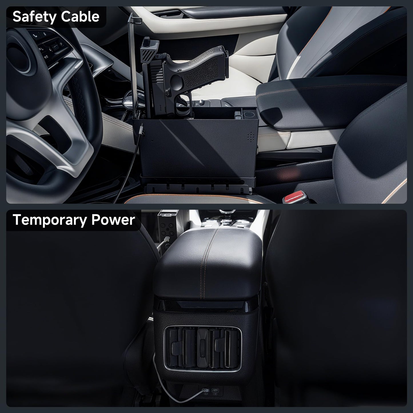 Vehicle Gun Safe for Handgun with Fingerprint, Keypad, Key, Biometric Car Gun Safe for Pickup, SUV, Truck, Large Sedan and Hatchback, Quick Access Auto Pop-Up Pistol Safe for Nightstand Beside