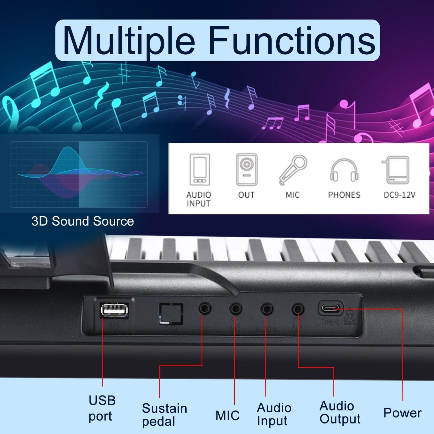 88 Key Digital Piano, Semi Weighted Electronic Keyboard Piano with Music Stand, Power Supply, Sustain Pedal, Bluetooth, Carrying Case, Headphones, USB-MIDI Compatibility, for Beginner Professional