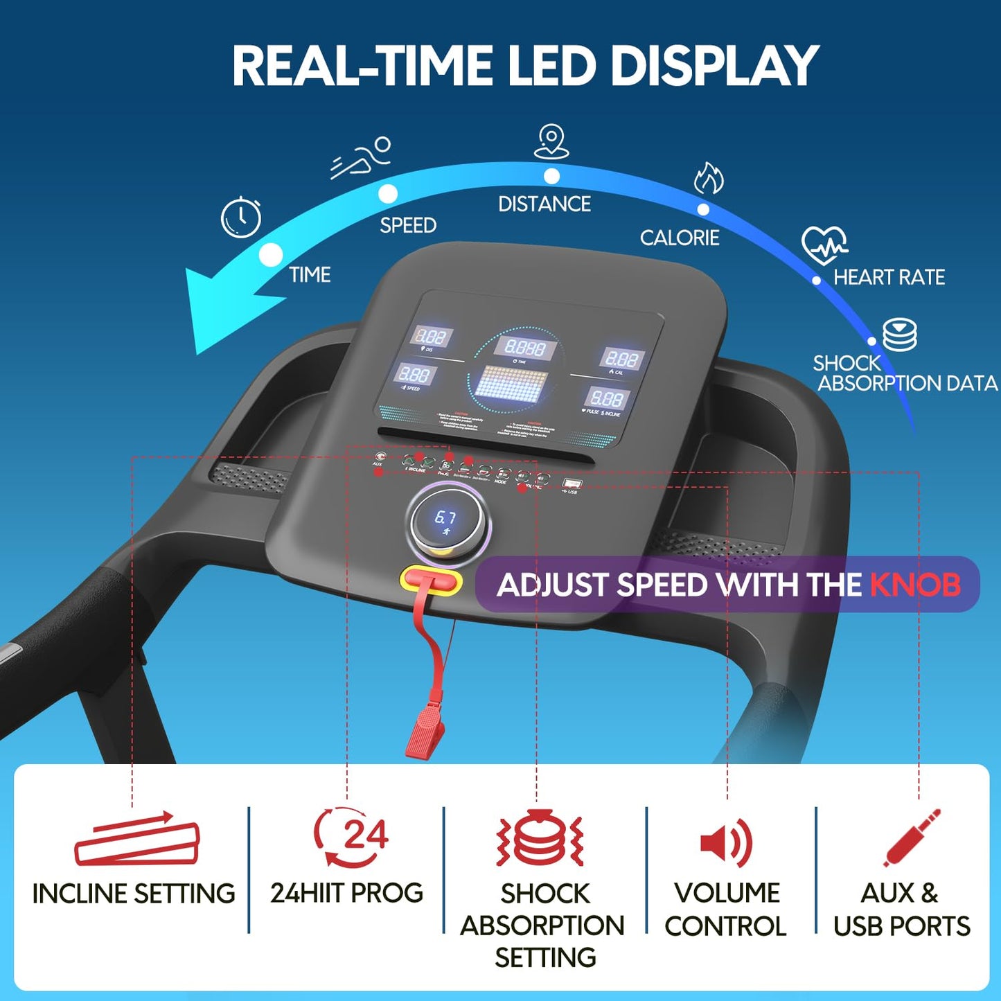 Walking Treadmill with 16% Auto Incline, Air Cushioning Shock Absorption 350lb Weight Capacity Foldable Treadmill for Home Office with Pulse Sensors, 10 Mph Speed 18.5'' Wide Belt Quiet Motor