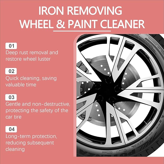 Car Rust Remover Spray, Rust Cleaner for Car Wheel Metal Iron Stain, Rust Dissolving Reduce Rust & Form Protective Coating, 4 fl oz