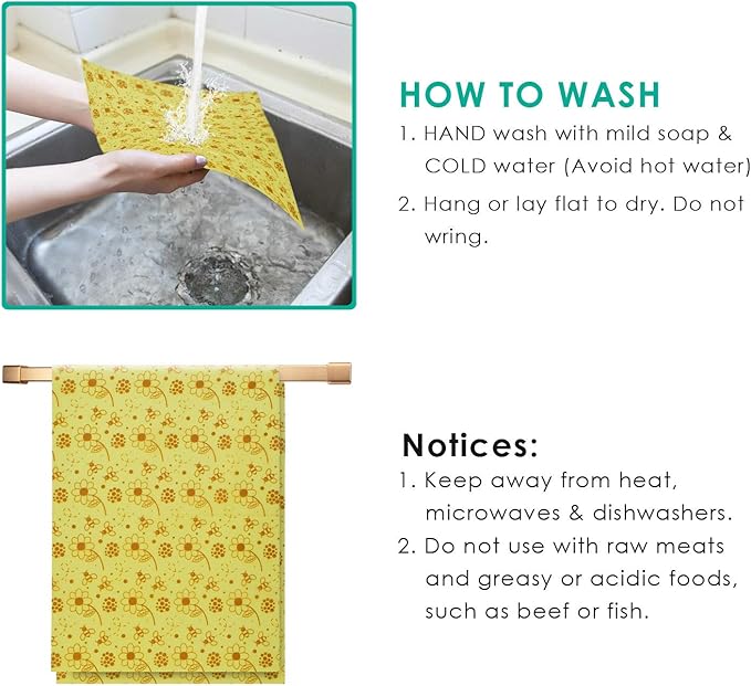 Reusable Beeswax Food Wraps, 13x39 Inch Eco-Friendly Beeswax Wraps for Bread Sustainable Food Storage Wraps Beeswax Paper Roll for Sandwich, Cheese