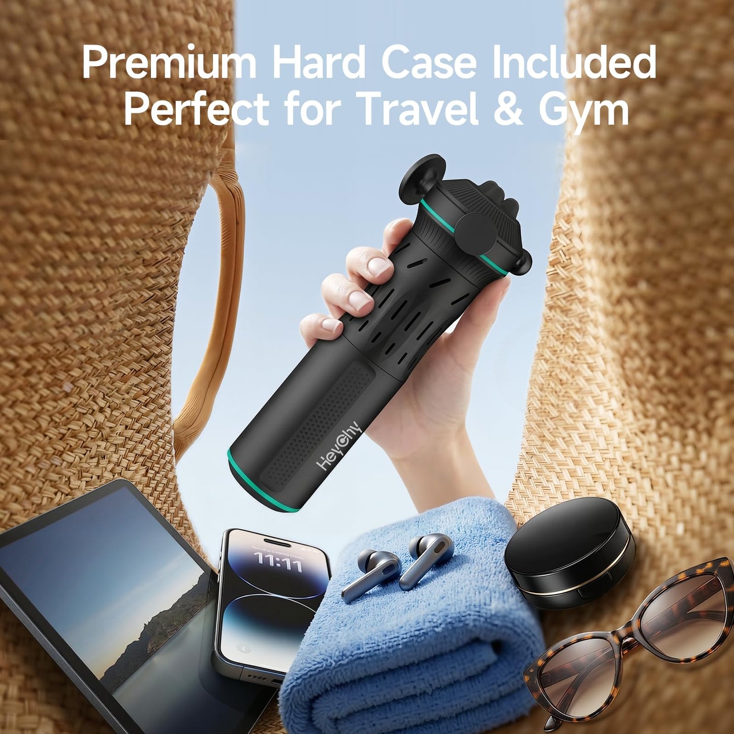 HEYCHY Vibrating Muscle Massage Gun, Handheld Deep Tissue Vibration Massager for Sensitive Joints, Muscle Pain Relief, Fascia Release, Trigger Points & Full Body, Massager Gun for Athletes Office Gym