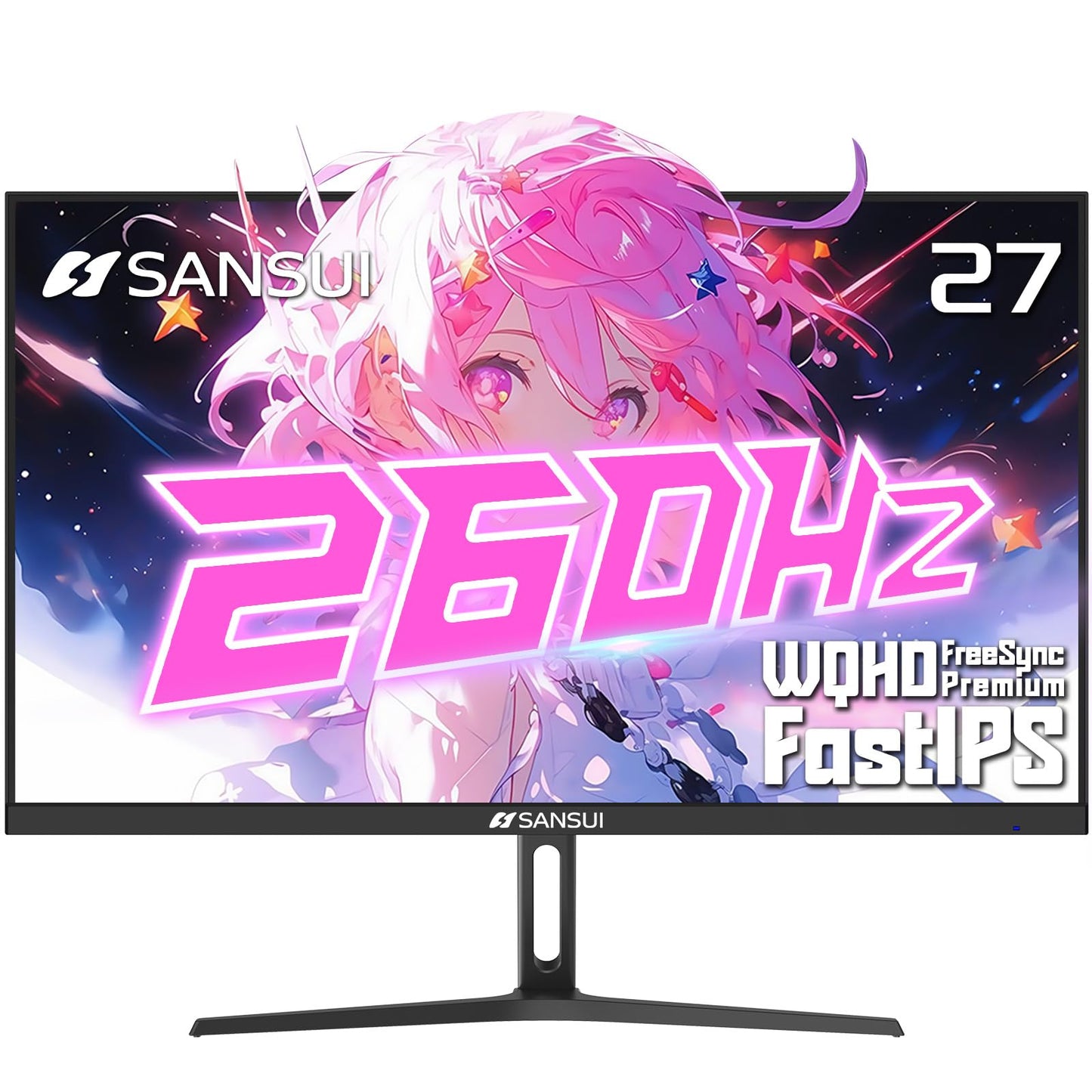 Sansui 27 Inch Wqhd 1440P Gaming Monitor 240Hz Up To 260Hz-Fast Ips 1Ms Freesync Premium ?Dci-P3 98% ?Srgb130% ?Hdr10 ?2  Displa
