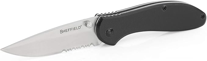 Sheffield 12164 Berda Assisted Open Knife, 3 Inch Blade EDC Knife, for Survival Gear, Self Defense, and More, G10 Handle, ...