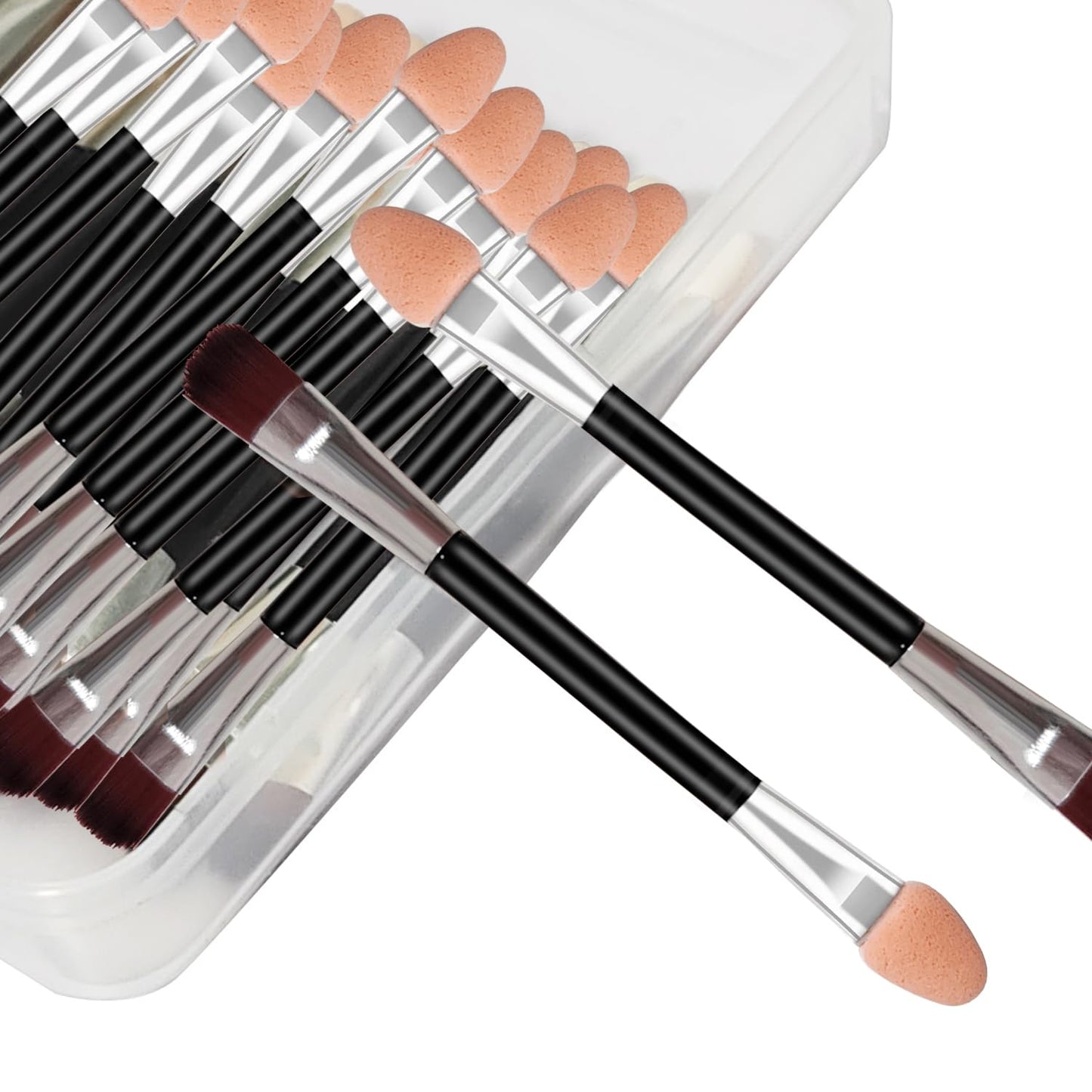 Neuorge 30pcs Eyeshadow Applicators Disposable Dual Sides Makeup Brush, 2 in 1 Eyeshadow Brush with Soft Sponge Head Eye Makeup
