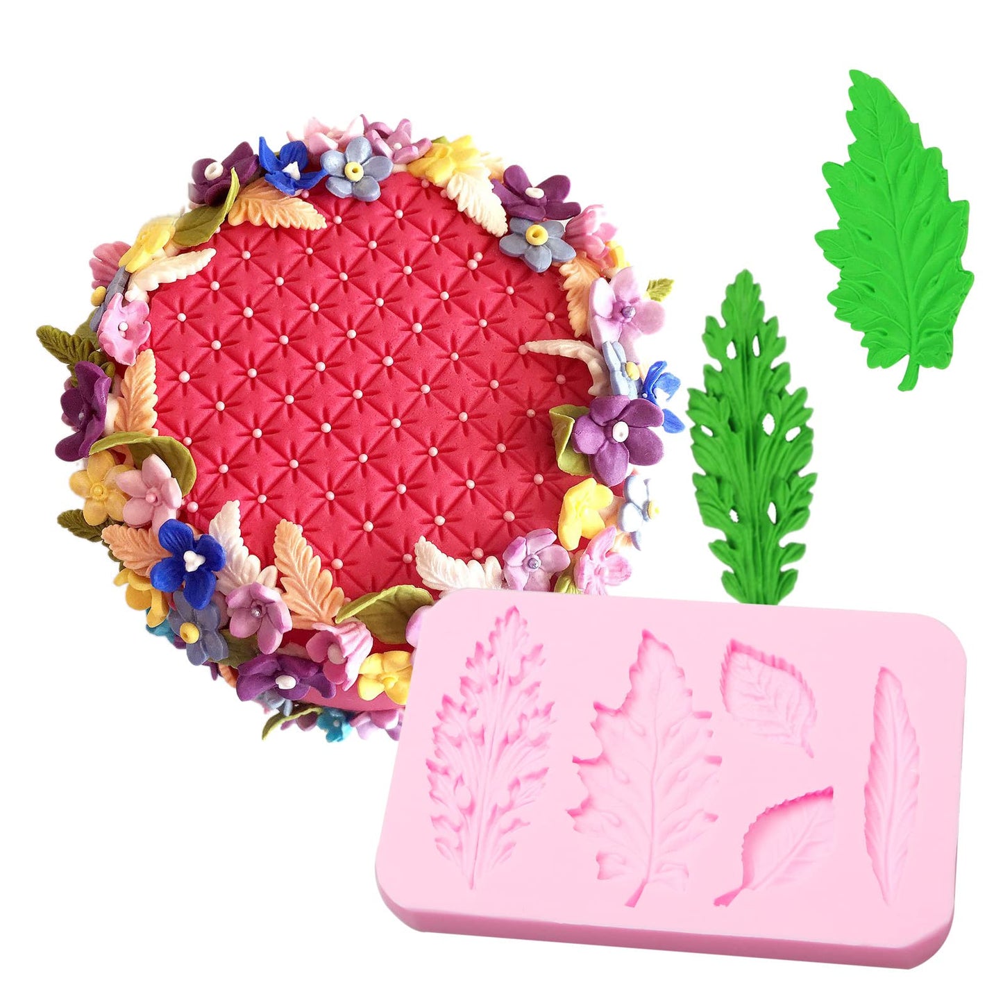 Blackberry Leaf Silicone Chocolate Molds, Fern Oak Fondant Leaf Mold, for Birthday Cake Decoration, Baby Shower, Wedding Cupcake Topper Candy Polymer Clay, 2 Pcs