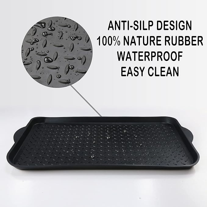 Matace 2 Pack Rubber Small Boot Tray for Entryway,Boot Mat,Shoe Tray,Shoe Mat for Indoor and Outdoor Use, 27.95"x 15.74" (Pack of 2)