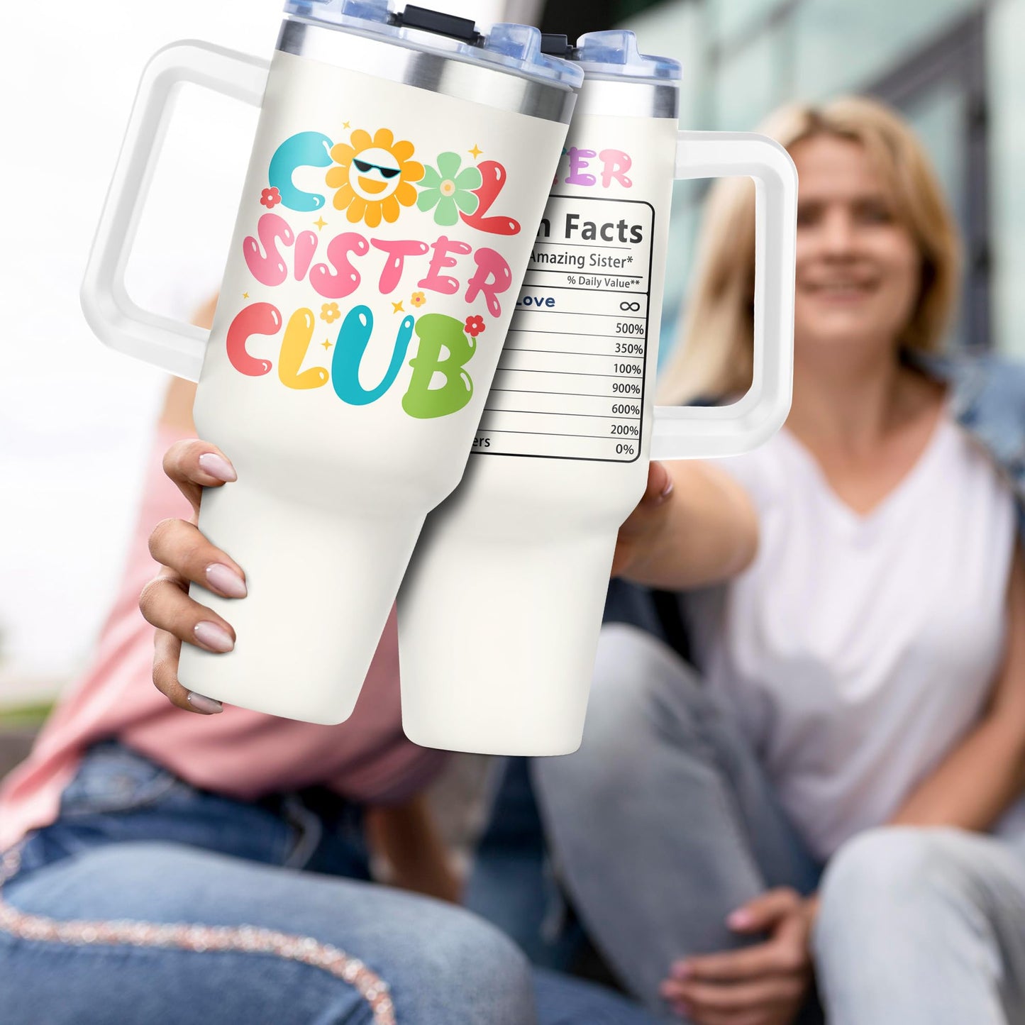 Ladyhold Sister Birthday Gifts, Big Sisters Gifts from Sis Mothers Day, Birthday Gift for Sisters Tumbler 40Oz with Handle and Straw, Best Soul Sister Ever Gift for Women Christmas