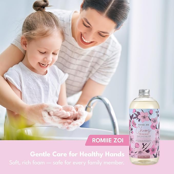 ROMIIE ZOI Liquid Hand Soap Refill, Cherry Blossom, Gentle & Moisturizing Formula, 750 ML/ 26 FL OZ