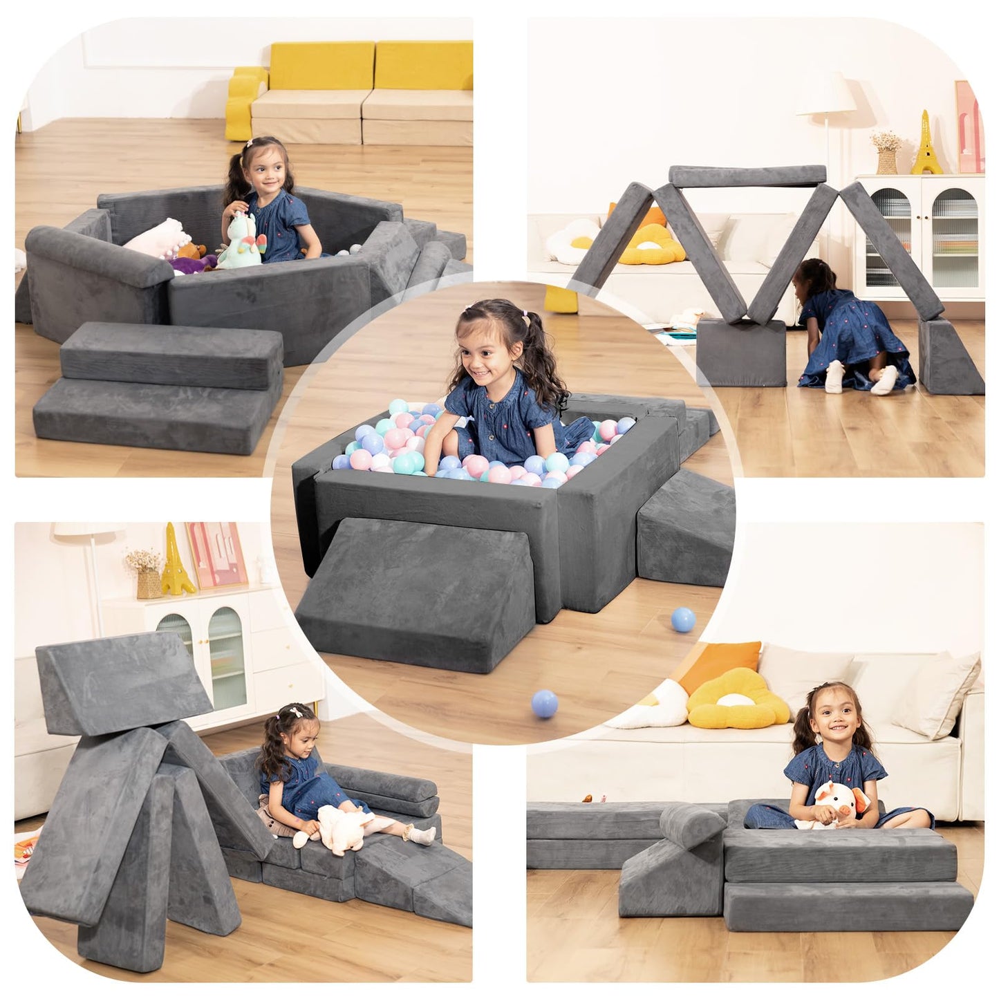 Kids Couch Toddler Sofa, Modular Kids Play Couch, Convertible Foam Climbing Sofa for Toddlers, Foam Climbing Blocks for Boys and Girls