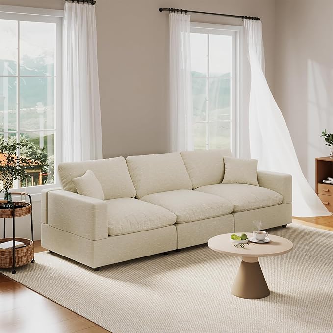 Modular Sectional Sofa Cloud Couch for Living Room, Modern Minimalist Comfy Deep Sofa Couches, Upholstered Couch with Removable & Washable Cushion Covers, Wide Armrest, Filled with Down and Cotton