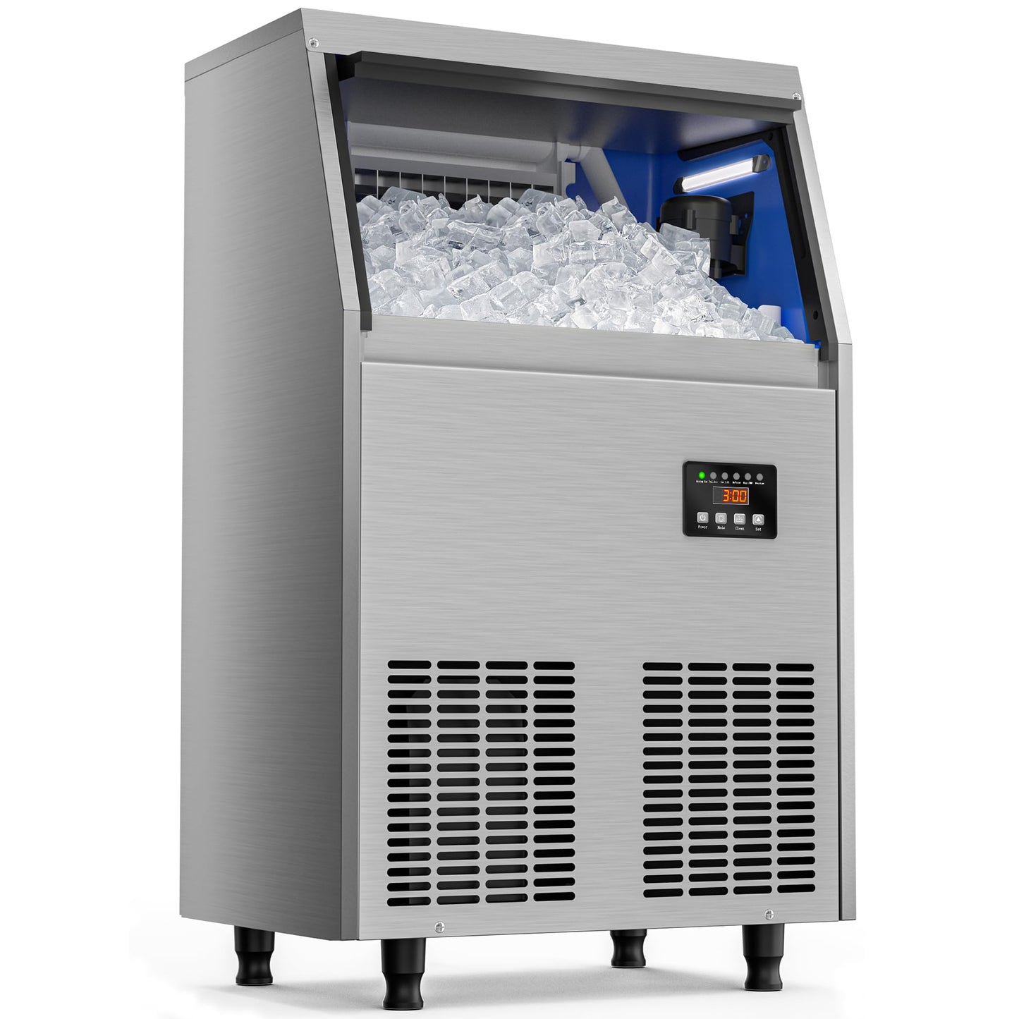Coolski Commercial Ice Maker Machine 200LBS/24H, Under Counter Ice Maker with 35LBS Storage Capacity, Stainless Steel Ice Machine for Restaurant Home Bar, DOE