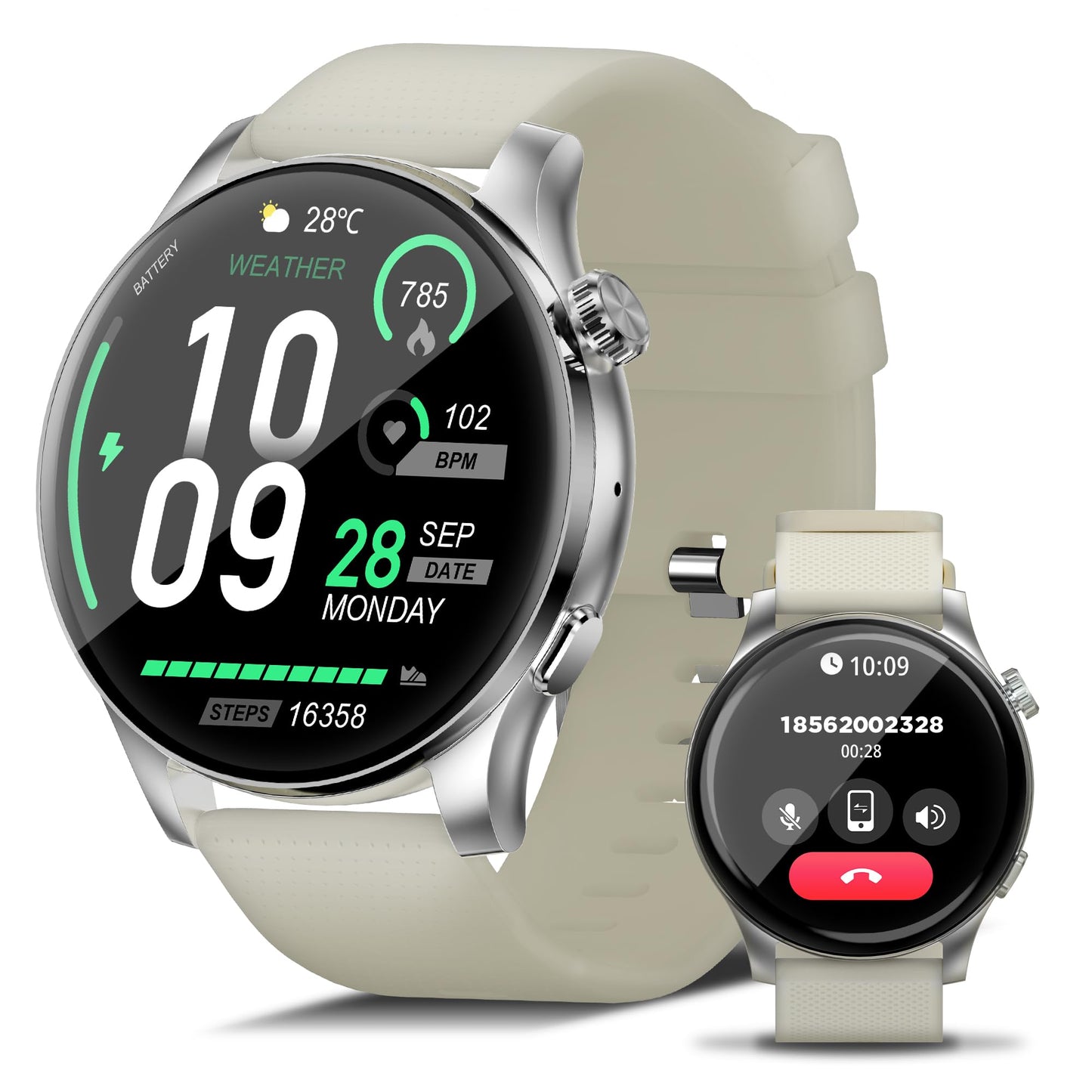 Ezon Smart Watch For Women Men(Answer/Make Calls),1.43 Amoled Fitness Tracker With 100+ Sports Modes,Heart Rate,Spo2,Sleep Monit