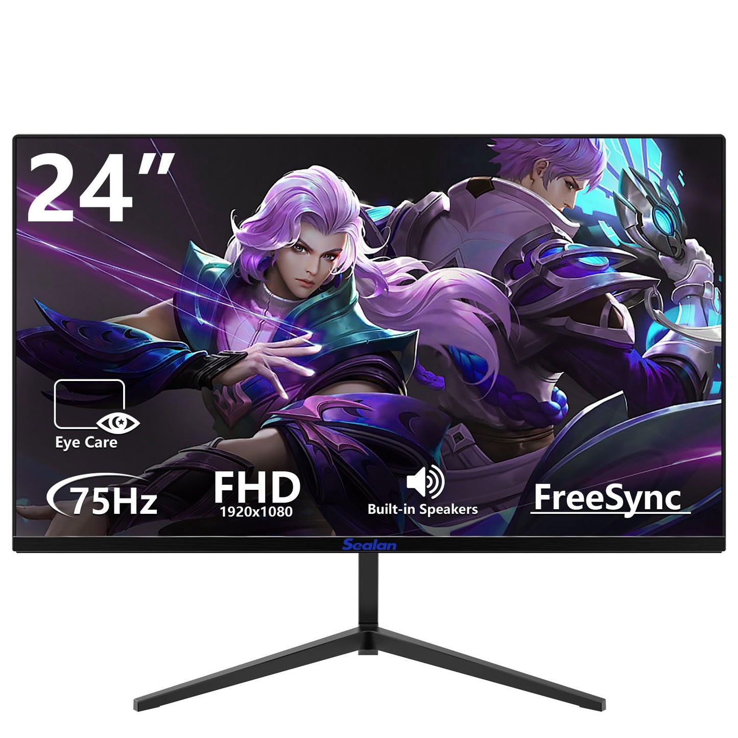 Sealan 24 inch Computer Gaming Monitor 75Hz Refresh Rate 16:9 Aspect Ratio 1080P Display HDMI Ports with Frame-Less/Tilt/Ergonom