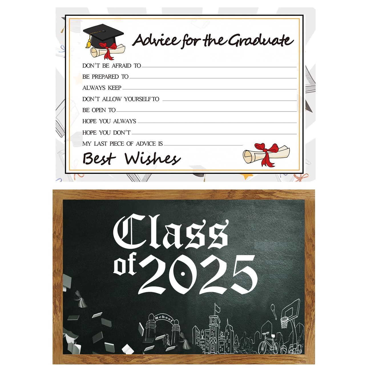 Graduation Wish Cards - 50PCs High School or College Graduation Advice Cards Supplies 2025 Decorations Grad Celebration Party Supplies for High School/College/Senior School