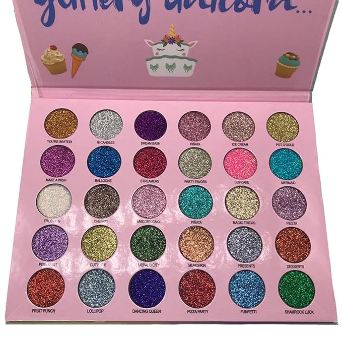 ABELYN Long Lasting Glitter Eyeshadow Palette Makeup 30 Colors High Pigment Shining Shimmer Eye Pressed Powder Cosmetics B...