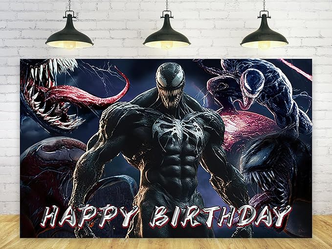 Super Hero Backdrop for Happy Birthday Party Decorations Venom Background for Baby Shower Party Cake Table Decorations Sup...