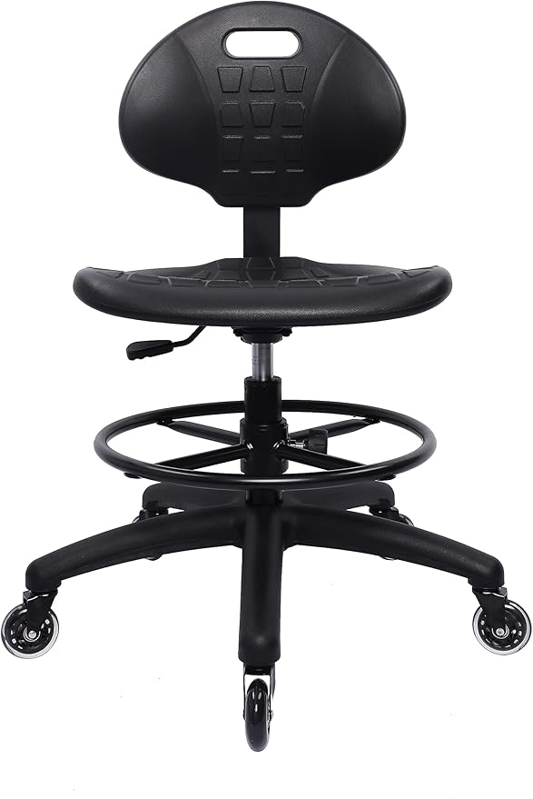 TAKE UR SEAT® Polyurethane Drafting Lab Stool Chair, 18" Adjustable Footring, 8" Adjustable Height, 450 lbs seat Capacity, Heavy Duty, Shipped Within 24 Hours Med. Bench Height (Rubber Caster)