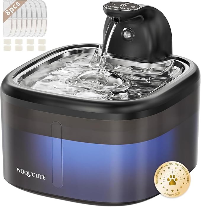 Cat Water Fountain Cordless Stainless Steel 118oz/3.5L Wireless & Ultra Quiet (≤25dB) with Sensor/Timer Mode, Battery Oper...